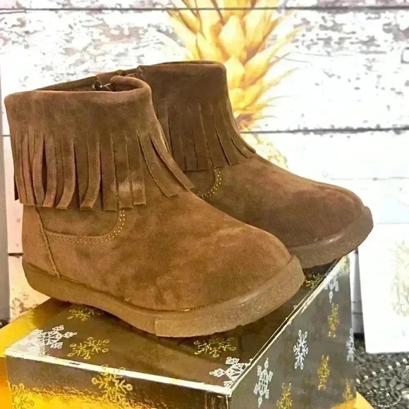 XEYES LITTLE GIRLS COGNAC FRINGE BOOTS NIB SIZE 6 - Picture 1 of 12
